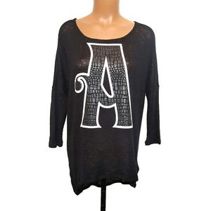 H&M Divided Letter A Black Tunic High Low Sweater